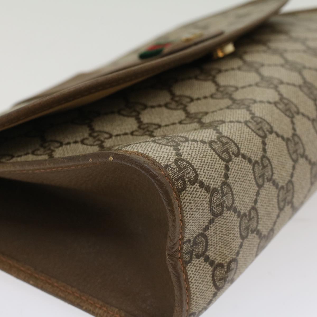 GUCCI GG Canvas Web Sherry Line Clutch Bag Beige Red Green 89.01.031 ki3202