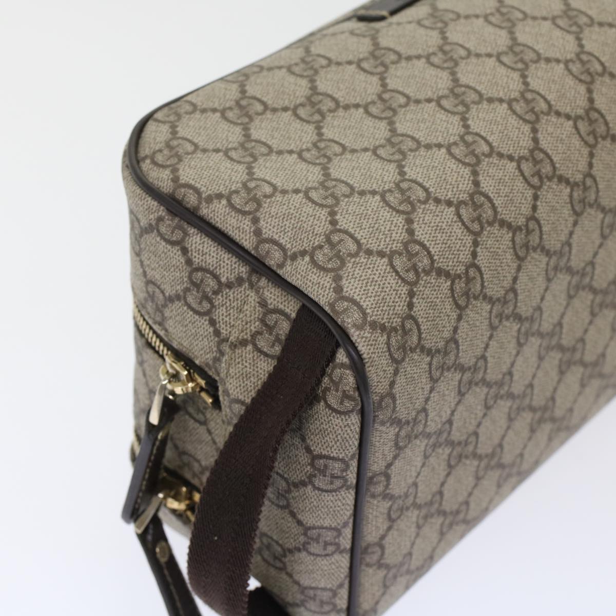 GUCCI GG Canvas Clutch Bag PVC Leather Beige 211125 ki3227