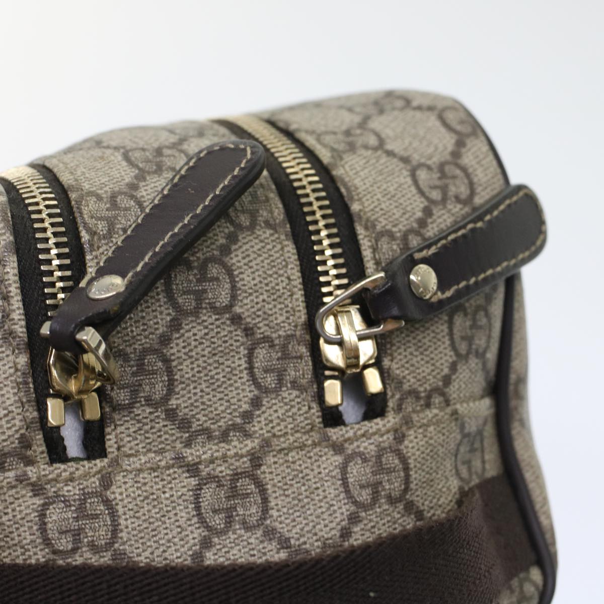 GUCCI GG Canvas Clutch Bag PVC Leather Beige 211125 ki3227