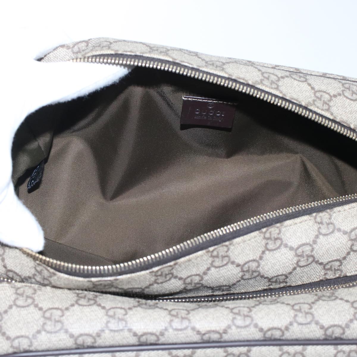 GUCCI GG Canvas Clutch Bag PVC Leather Beige 211125 ki3227