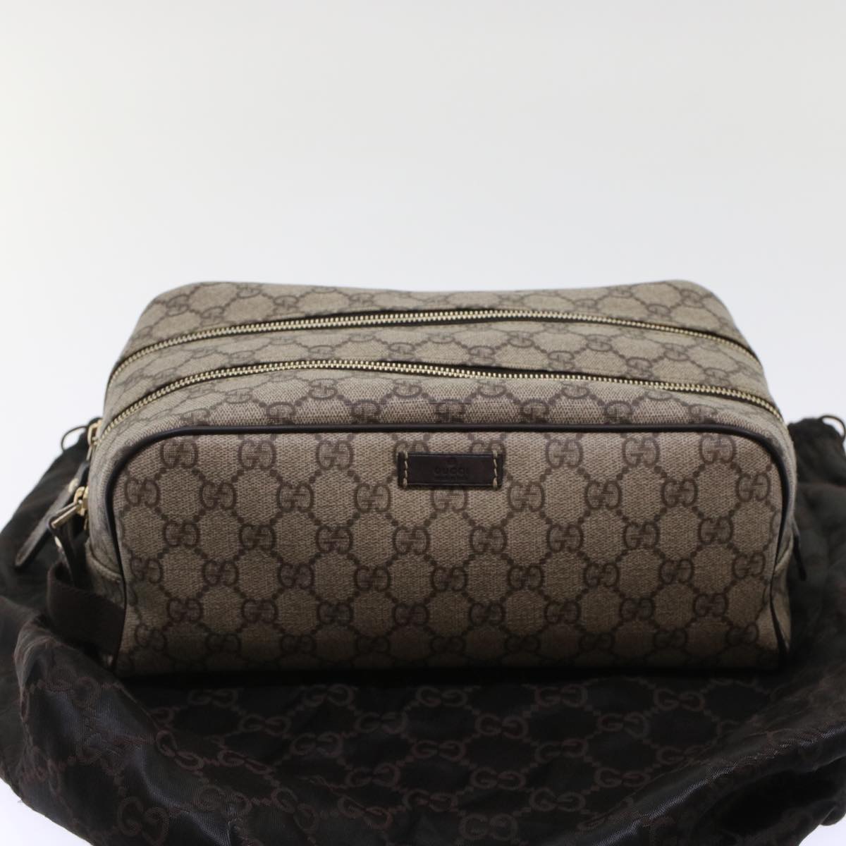 GUCCI GG Canvas Clutch Bag PVC Leather Beige 211125 ki3227