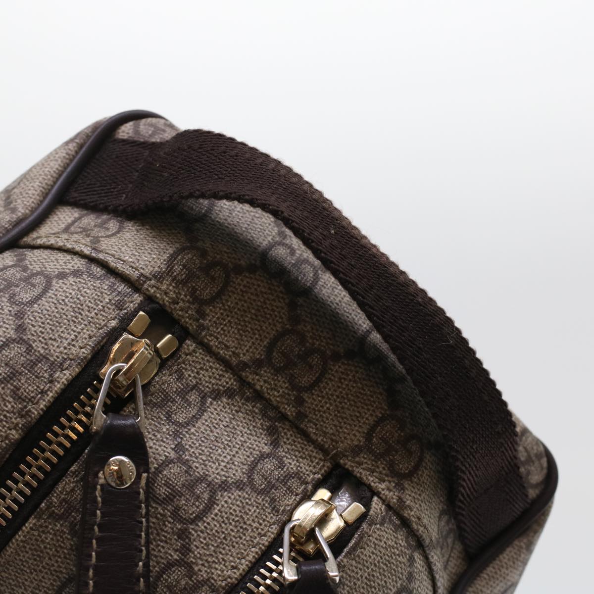 GUCCI GG Canvas Clutch Bag PVC Leather Beige 211125 ki3227