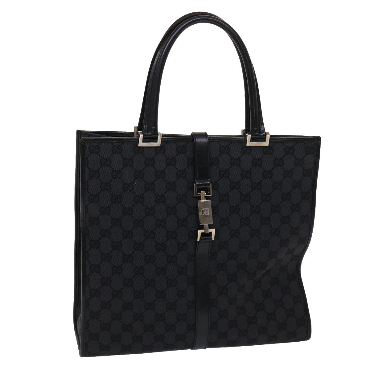 GUCCI GG Canvas Jackie Hand Bag Leather Black 002.1064 3444 ki3239