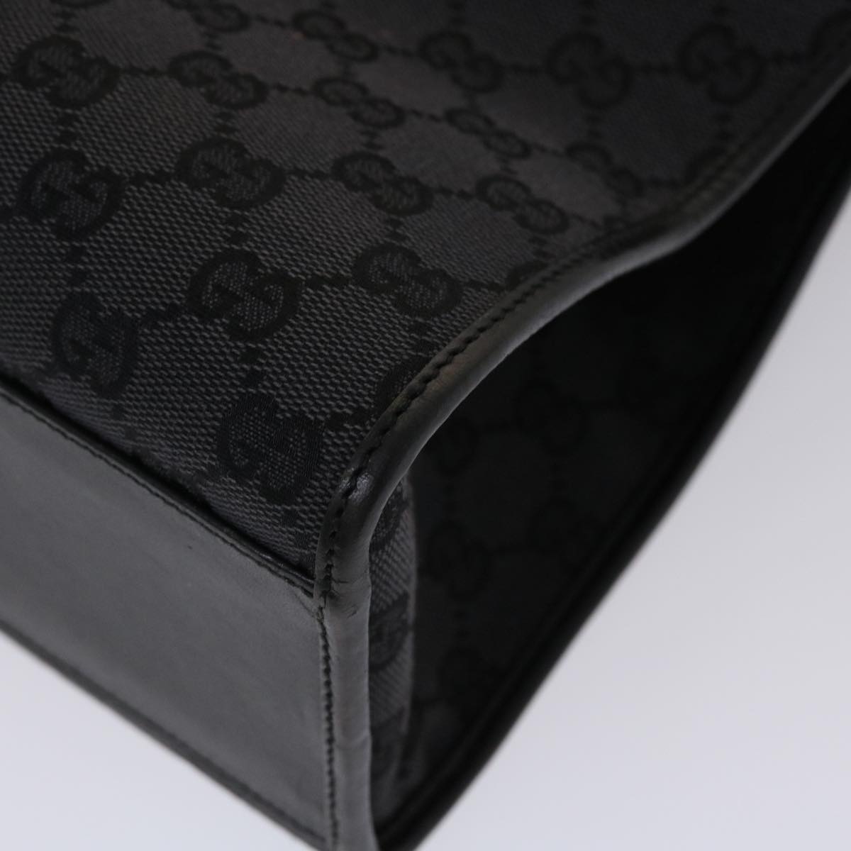 GUCCI GG Canvas Jackie Hand Bag Leather Black 002.1064 3444 ki3239