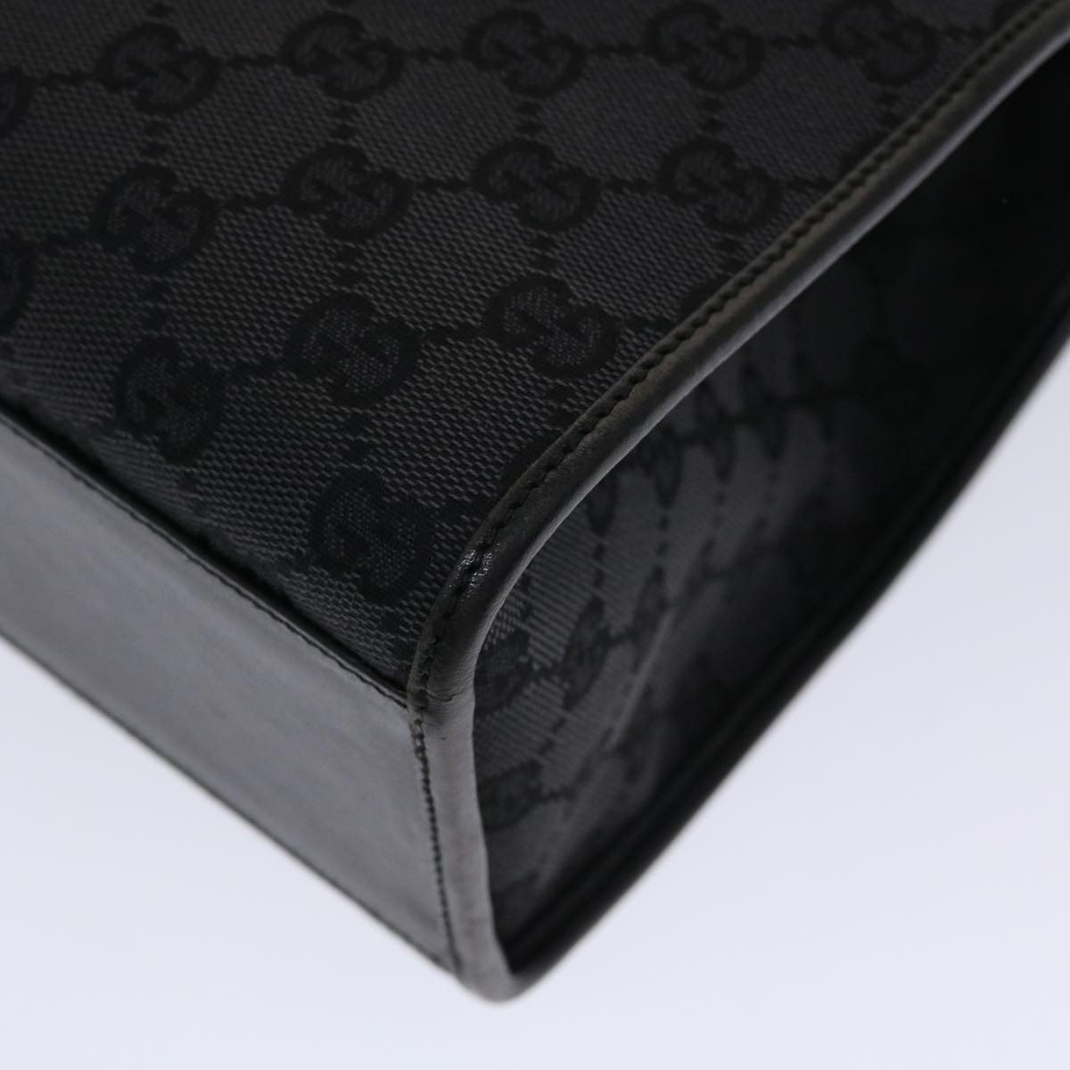 GUCCI GG Canvas Jackie Hand Bag Leather Black 002.1064 3444 ki3239