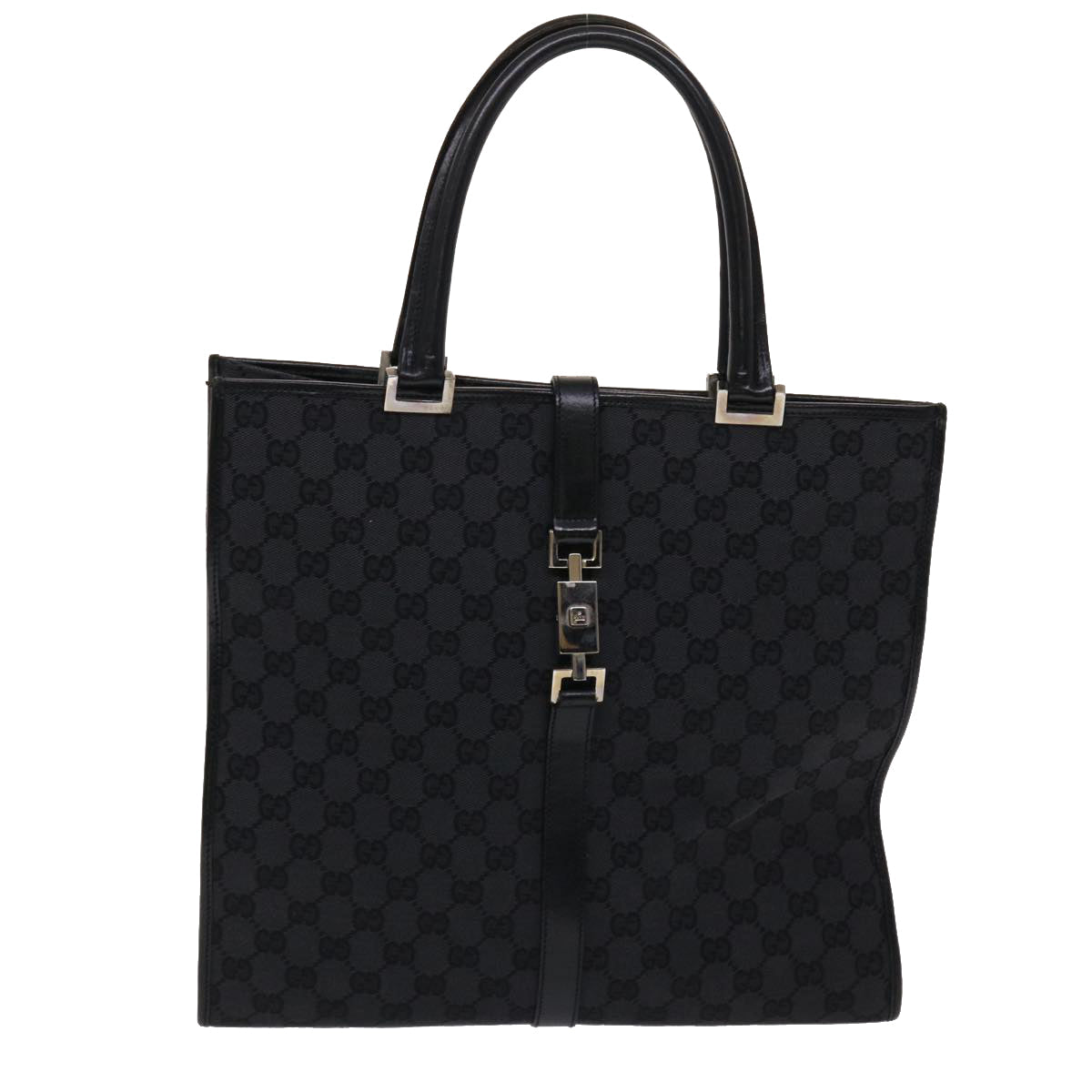 GUCCI GG Canvas Jackie Hand Bag Leather Black 002.1064 3444 ki3239