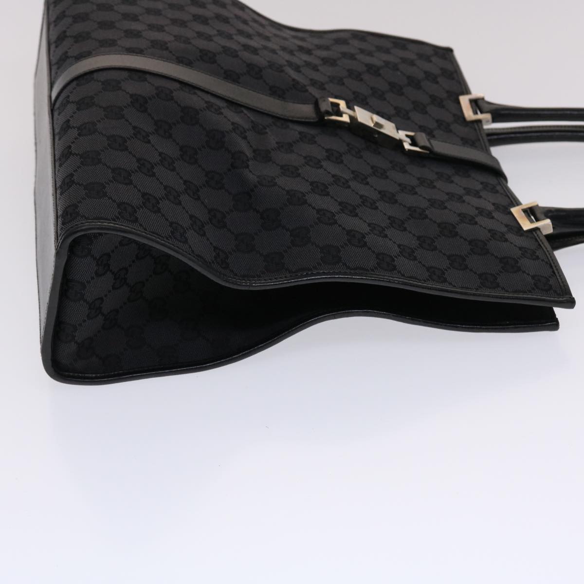 GUCCI GG Canvas Jackie Hand Bag Leather Black 002.1064 3444 ki3239