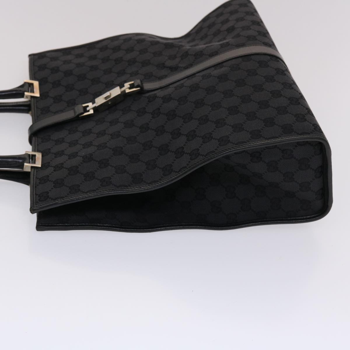 GUCCI GG Canvas Jackie Hand Bag Leather Black 002.1064 3444 ki3239