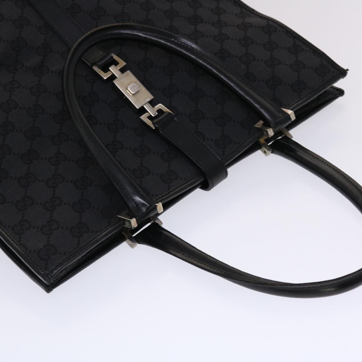 GUCCI GG Canvas Jackie Hand Bag Leather Black 002.1064 3444 ki3239