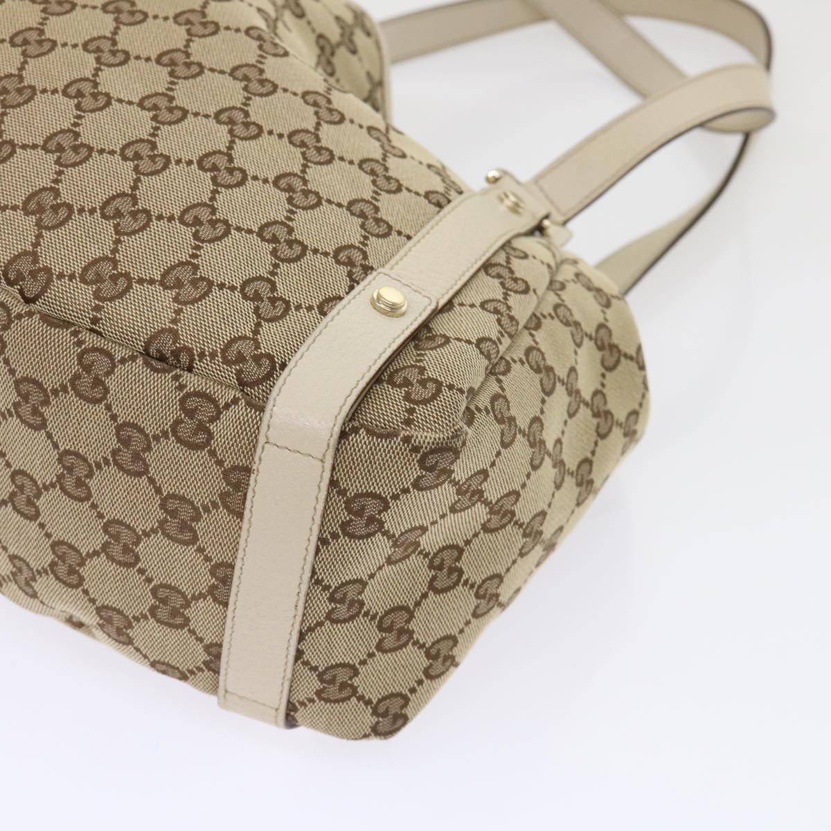 GUCCI GG Canvas Abbey Tote Bag Leather Beige 130736 ki3253