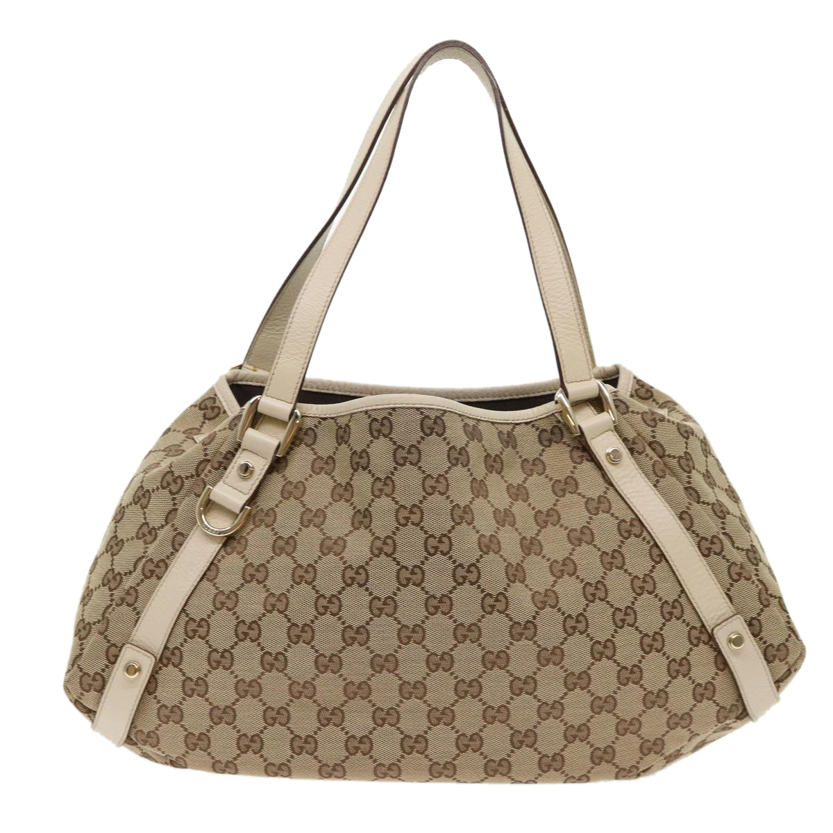 GUCCI GG Canvas Abbey Tote Bag Leather Beige 130736 ki3253