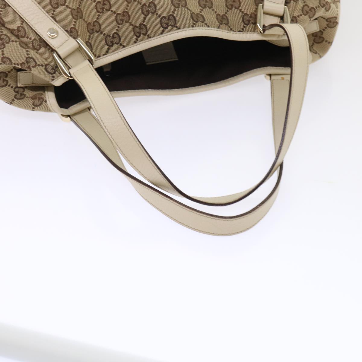 GUCCI GG Canvas Abbey Tote Bag Leather Beige 130736 ki3253