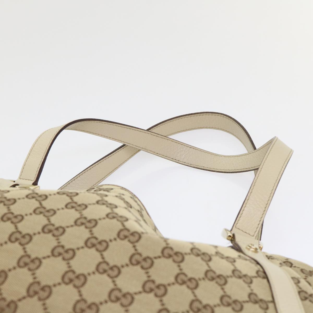 GUCCI GG Canvas Abbey Tote Bag Leather Beige 130736 ki3253