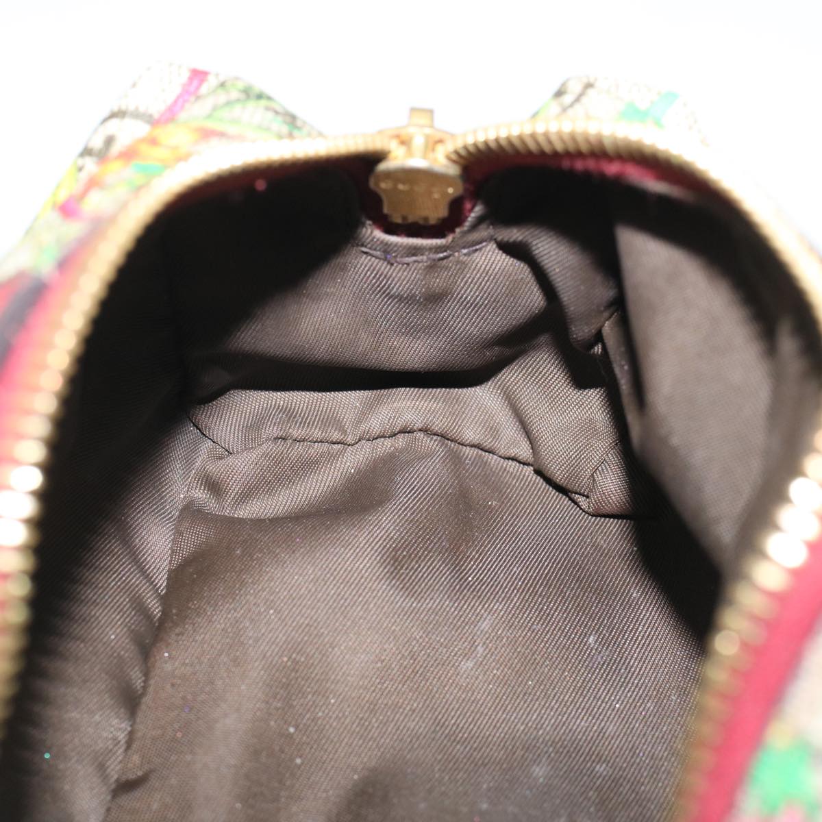 GUCCI GG Canvas Floral Pouch PVC Leather Beige Pink ki3268