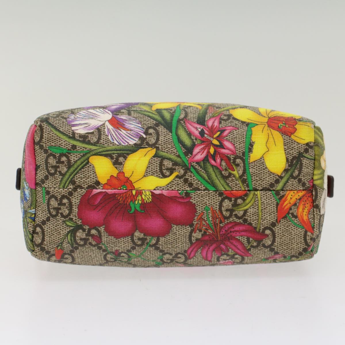 GUCCI GG Canvas Floral Pouch PVC Leather Beige Pink ki3268