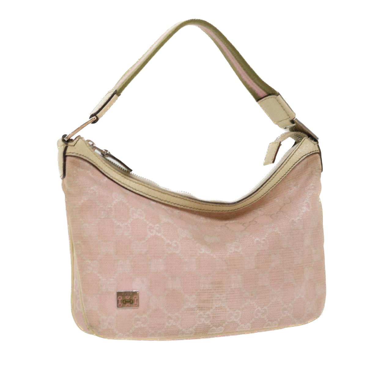 GUCCI GG Canvas Sherry Line Shoulder Bag Pink Khaki 145812 ki3283