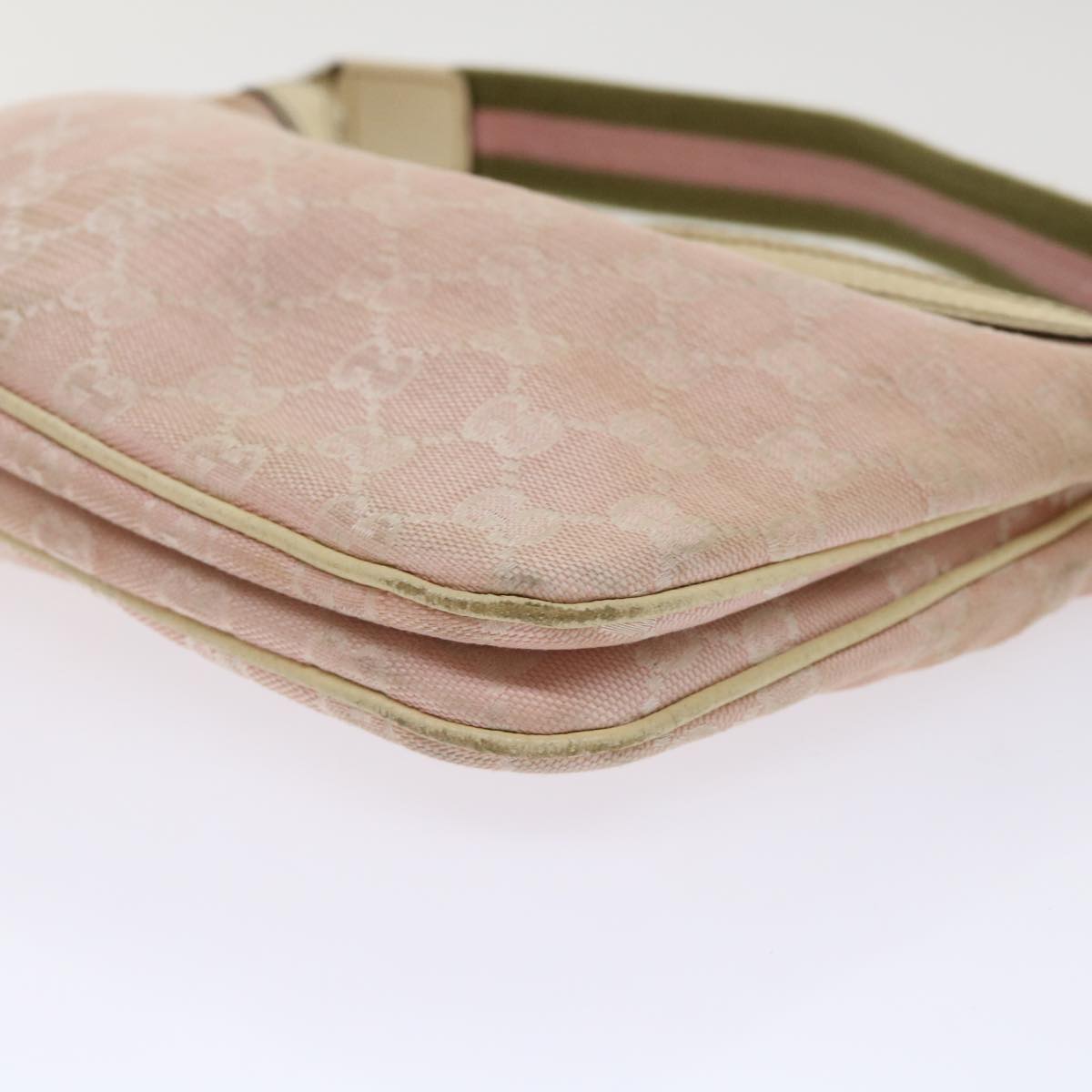 GUCCI GG Canvas Sherry Line Shoulder Bag Pink Khaki 145812 ki3283