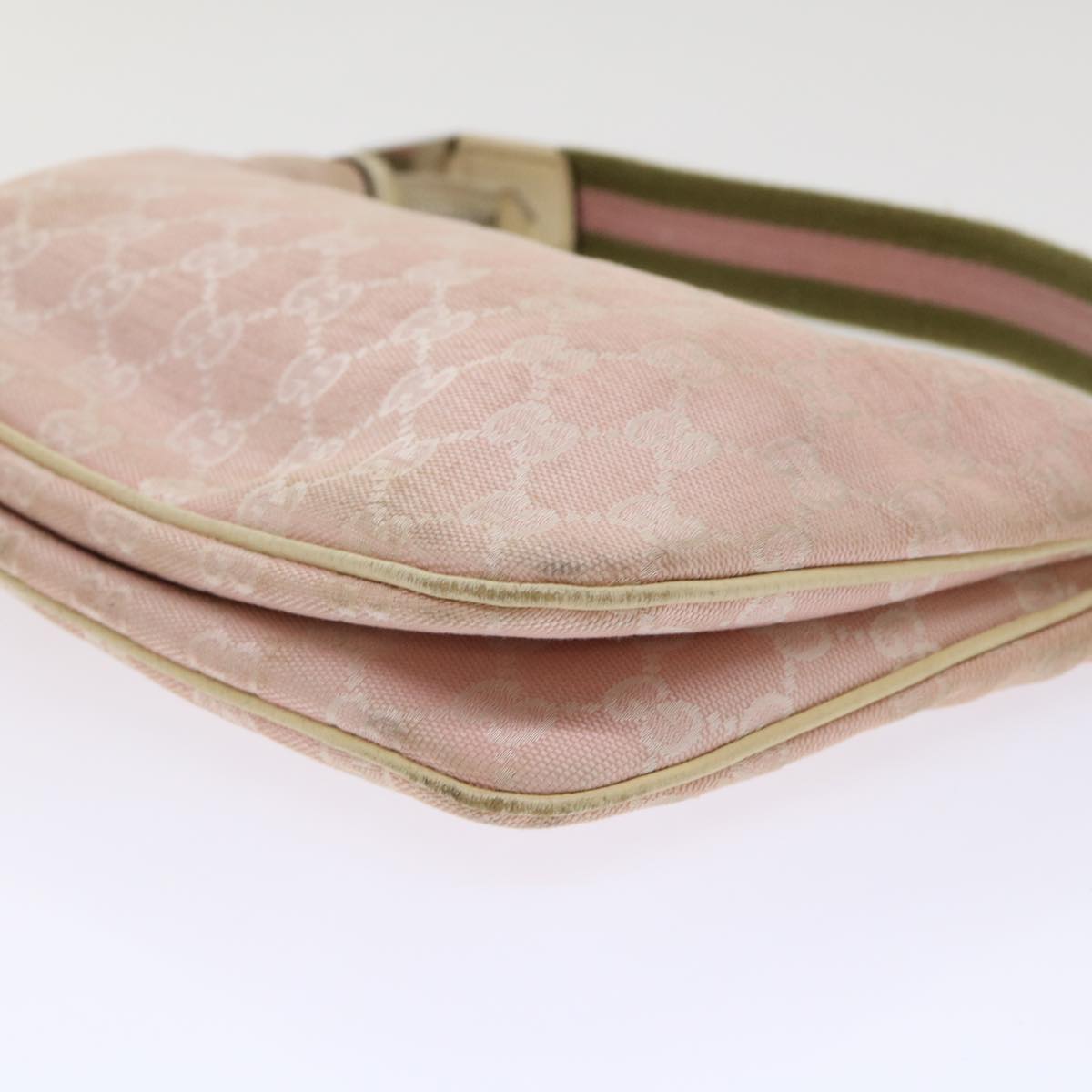 GUCCI GG Canvas Sherry Line Shoulder Bag Pink Khaki 145812 ki3283