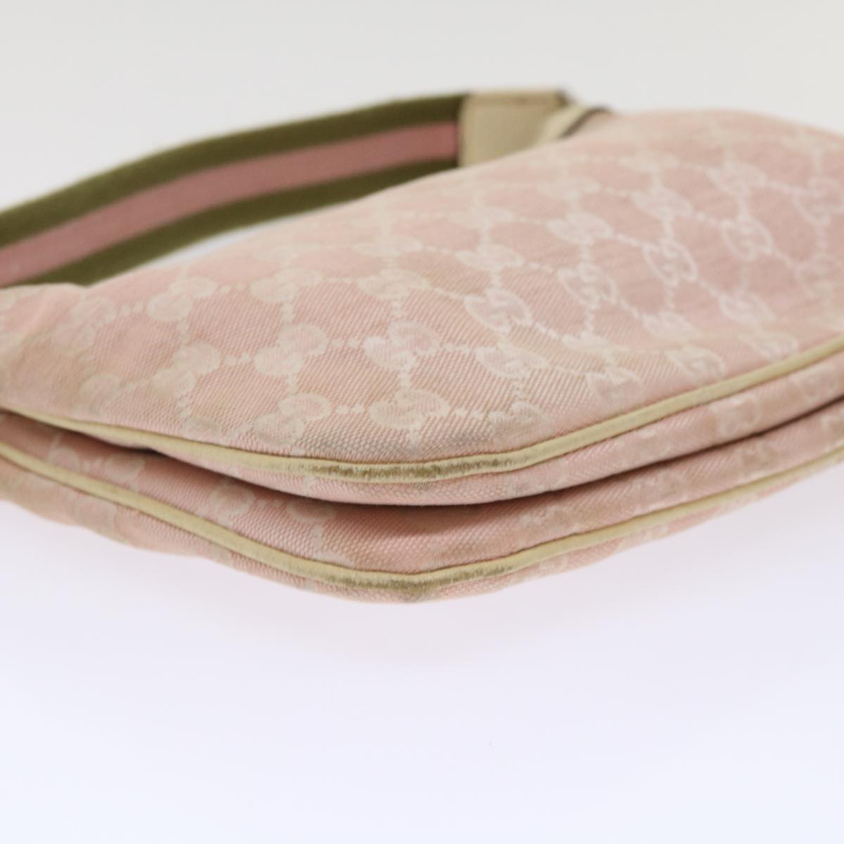 GUCCI GG Canvas Sherry Line Shoulder Bag Pink Khaki 145812 ki3283