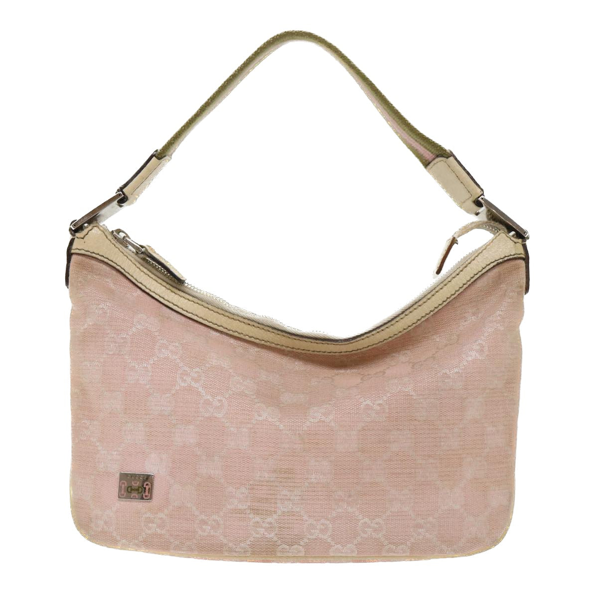 GUCCI GG Canvas Sherry Line Shoulder Bag Pink Khaki 145812 ki3283