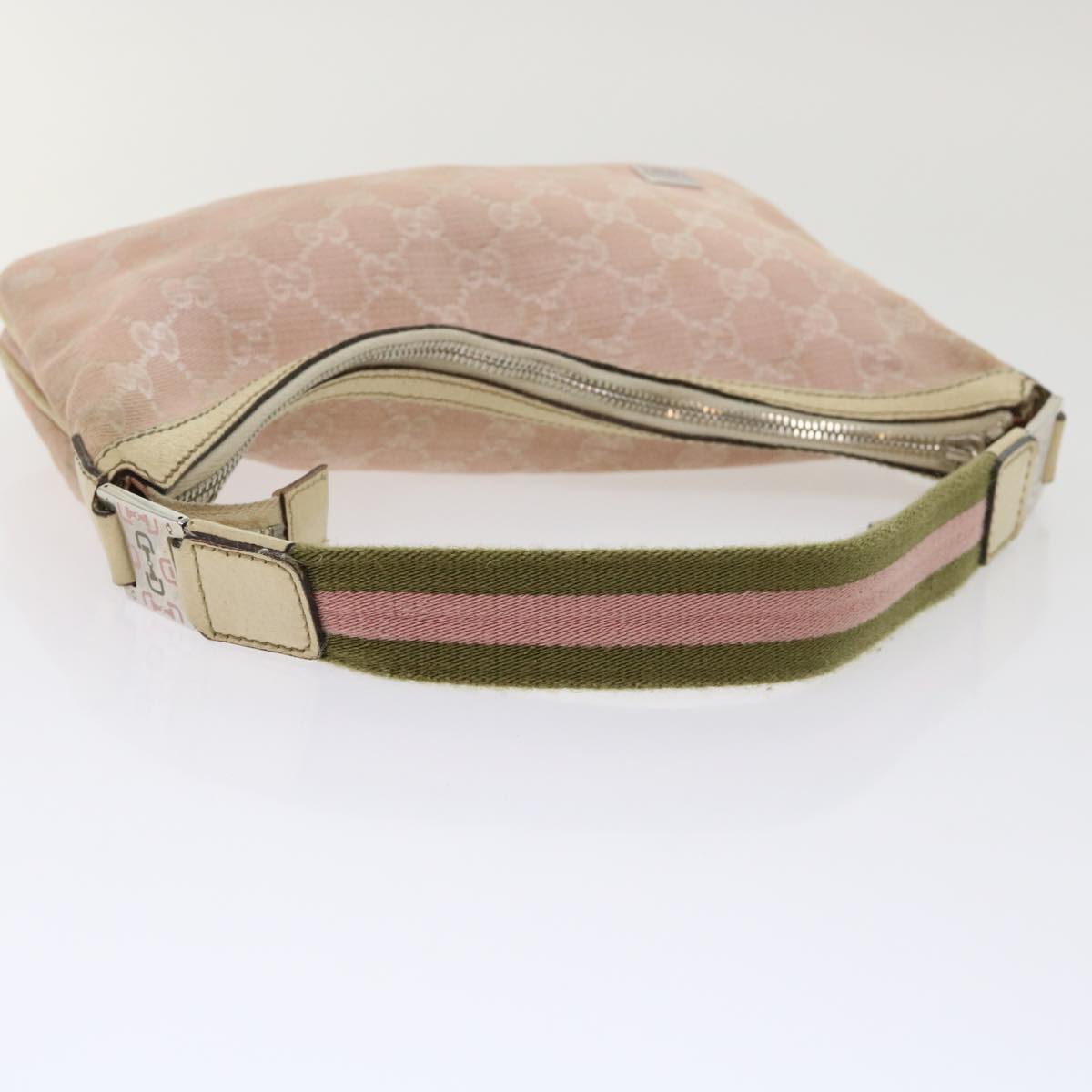 GUCCI GG Canvas Sherry Line Shoulder Bag Pink Khaki 145812 ki3283