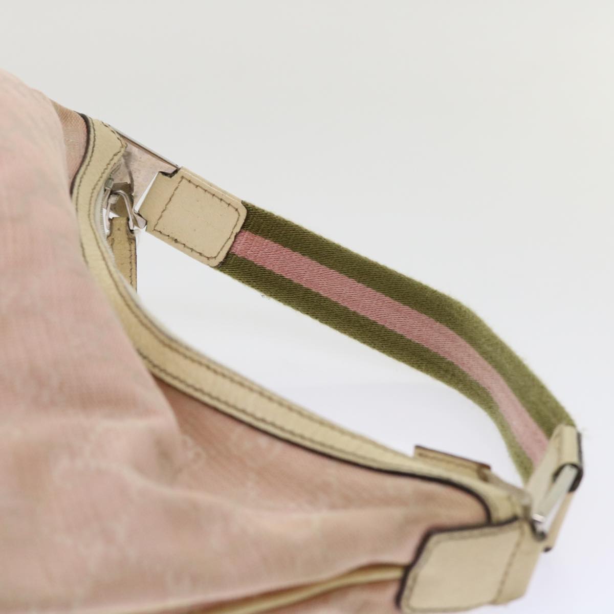 GUCCI GG Canvas Sherry Line Shoulder Bag Pink Khaki 145812 ki3283