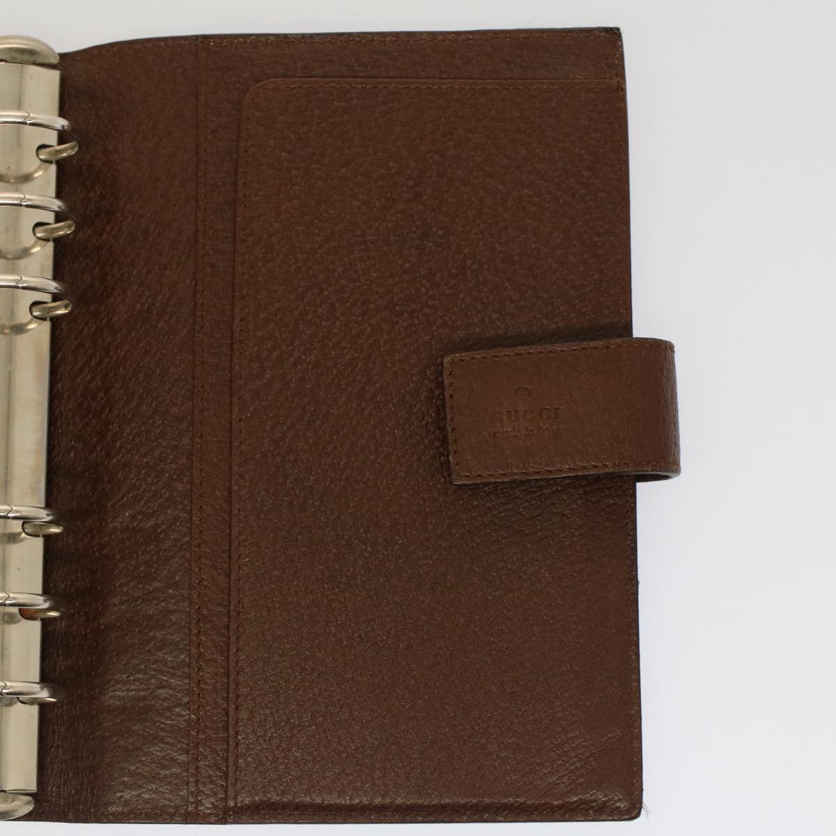 GUCCI Day Planner Cover Leather Brown ki3292