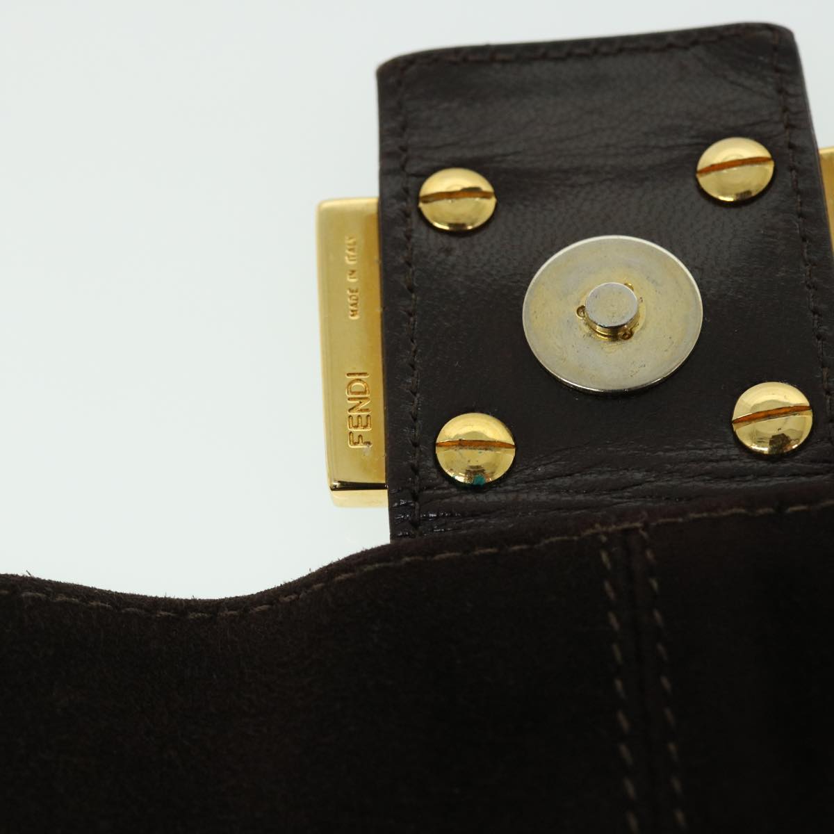 FENDI Mamma Baguette Shoulder Bag Suede Brown ki3319