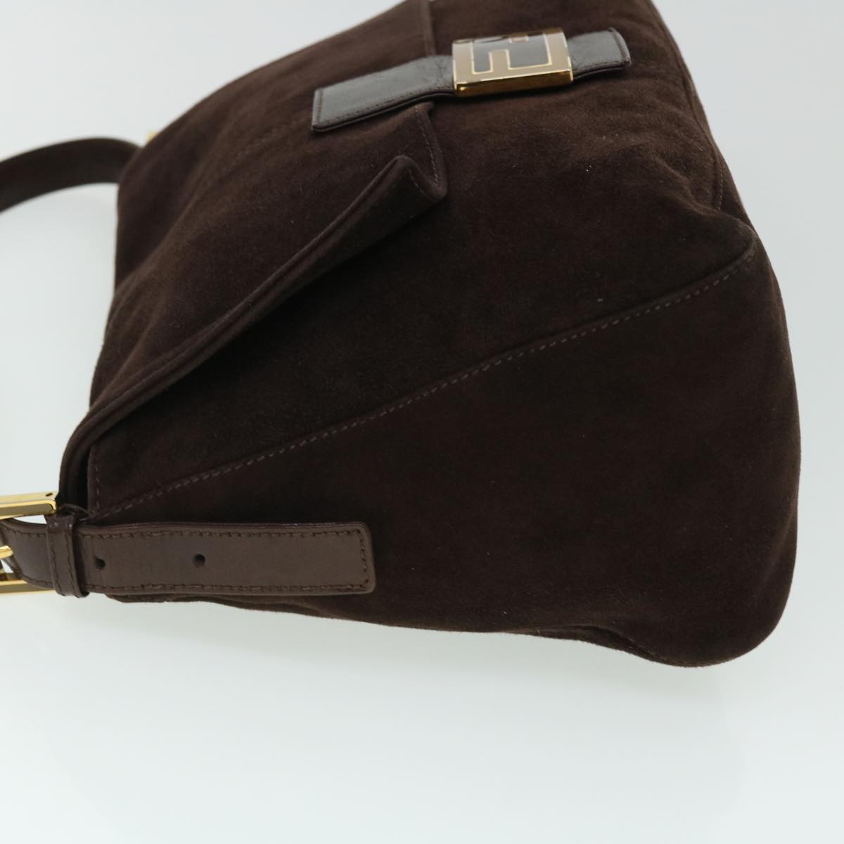 FENDI Mamma Baguette Shoulder Bag Suede Brown ki3319
