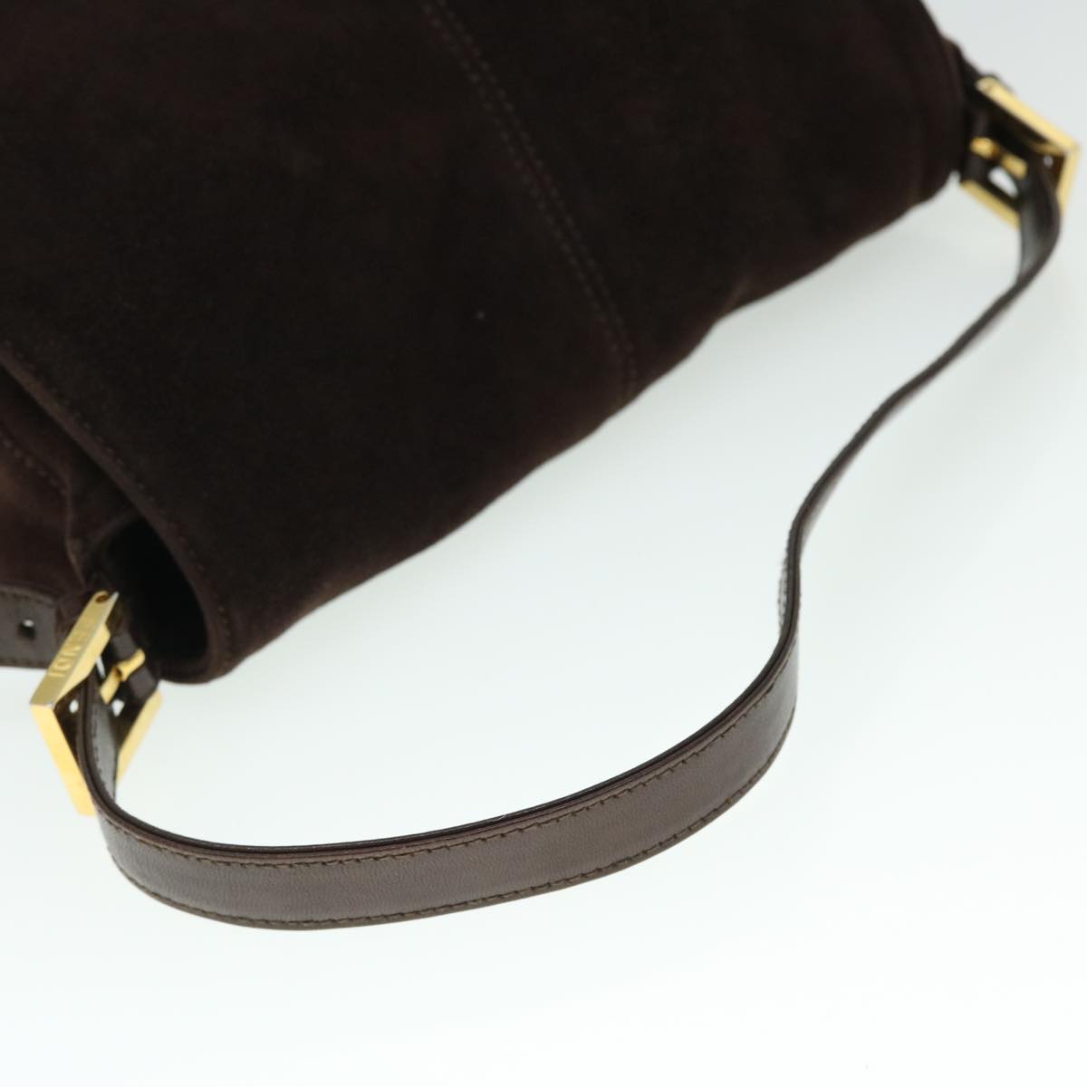 FENDI Mamma Baguette Shoulder Bag Suede Brown ki3319