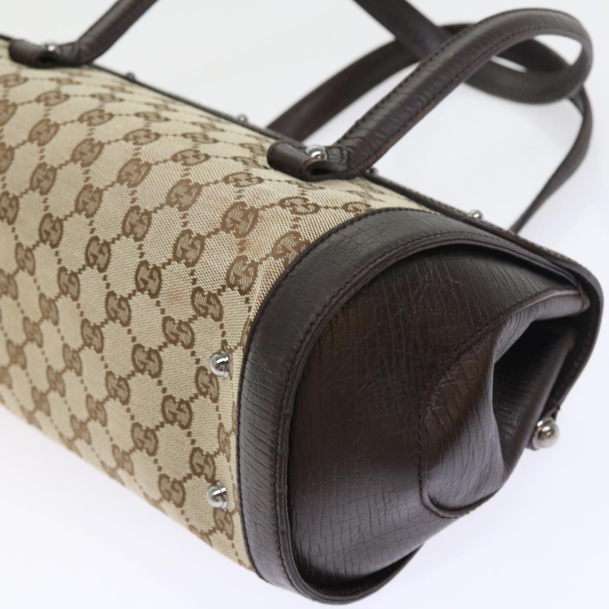 GUCCI GG Canvas Bamboo Hand Bag Beige 111713 ki3323