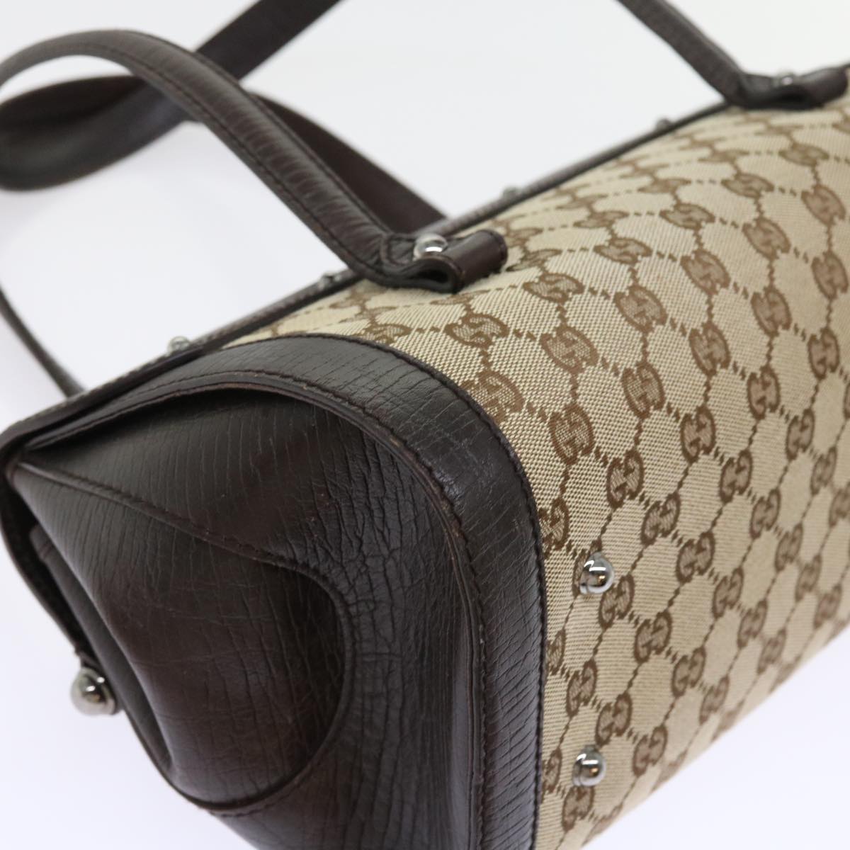 GUCCI GG Canvas Bamboo Hand Bag Beige 111713 ki3323