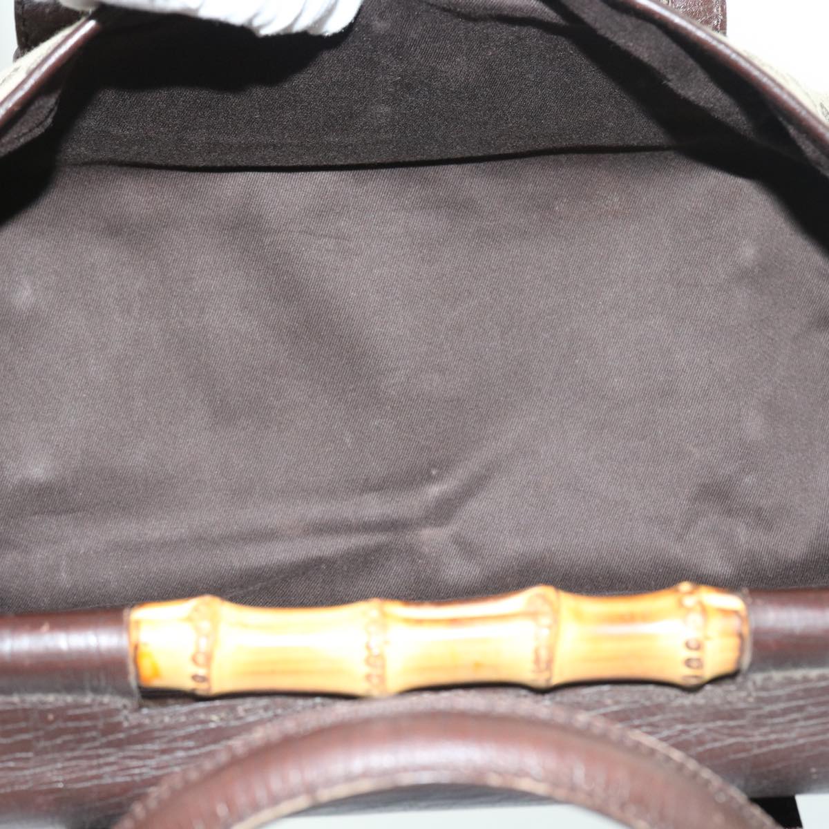 GUCCI GG Canvas Bamboo Hand Bag Beige 111713 ki3323