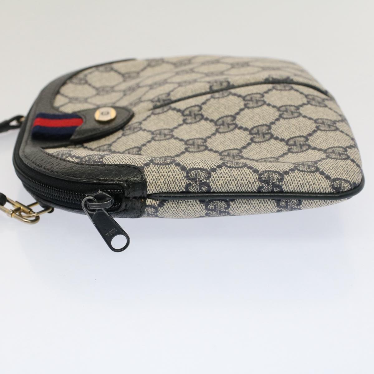 GUCCI GG Canvas Sherry Line Shoulder Bag PVC Leather Gray Navy Red ki3325