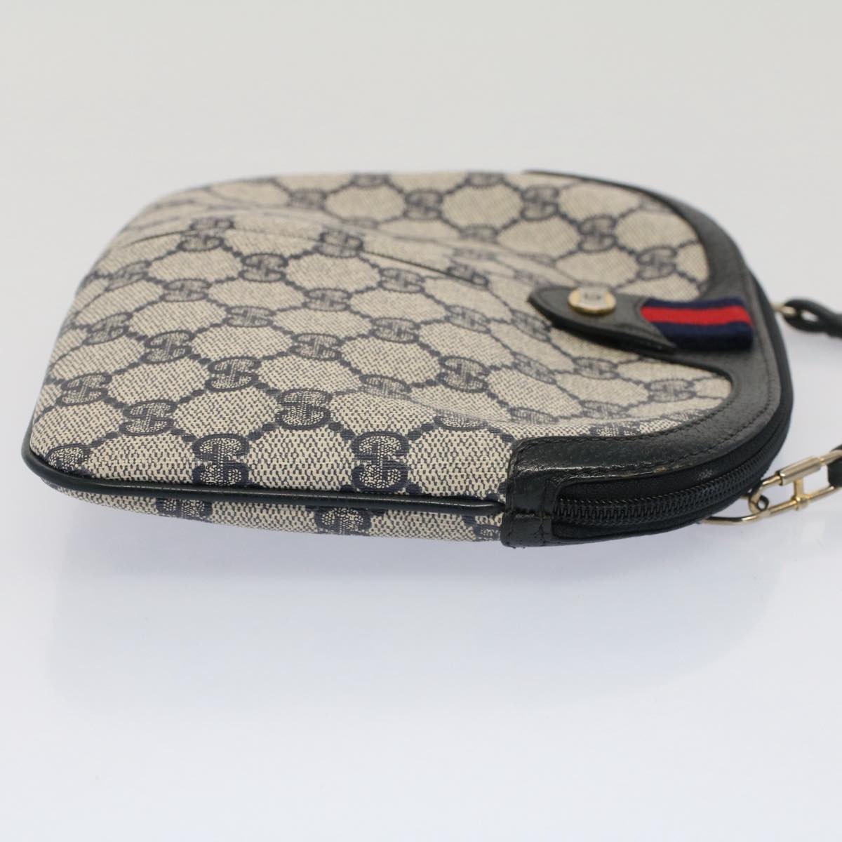 GUCCI GG Canvas Sherry Line Shoulder Bag PVC Leather Gray Navy Red ki3325