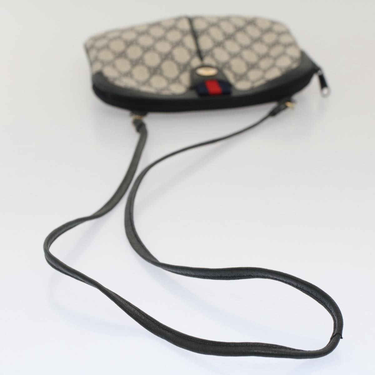 GUCCI GG Canvas Sherry Line Shoulder Bag PVC Leather Gray Navy Red ki3325