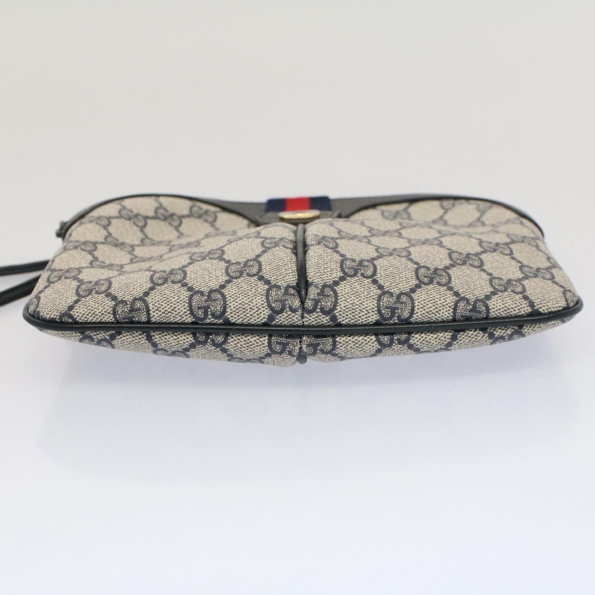 GUCCI GG Canvas Sherry Line Shoulder Bag PVC Leather Gray Navy Red ki3325