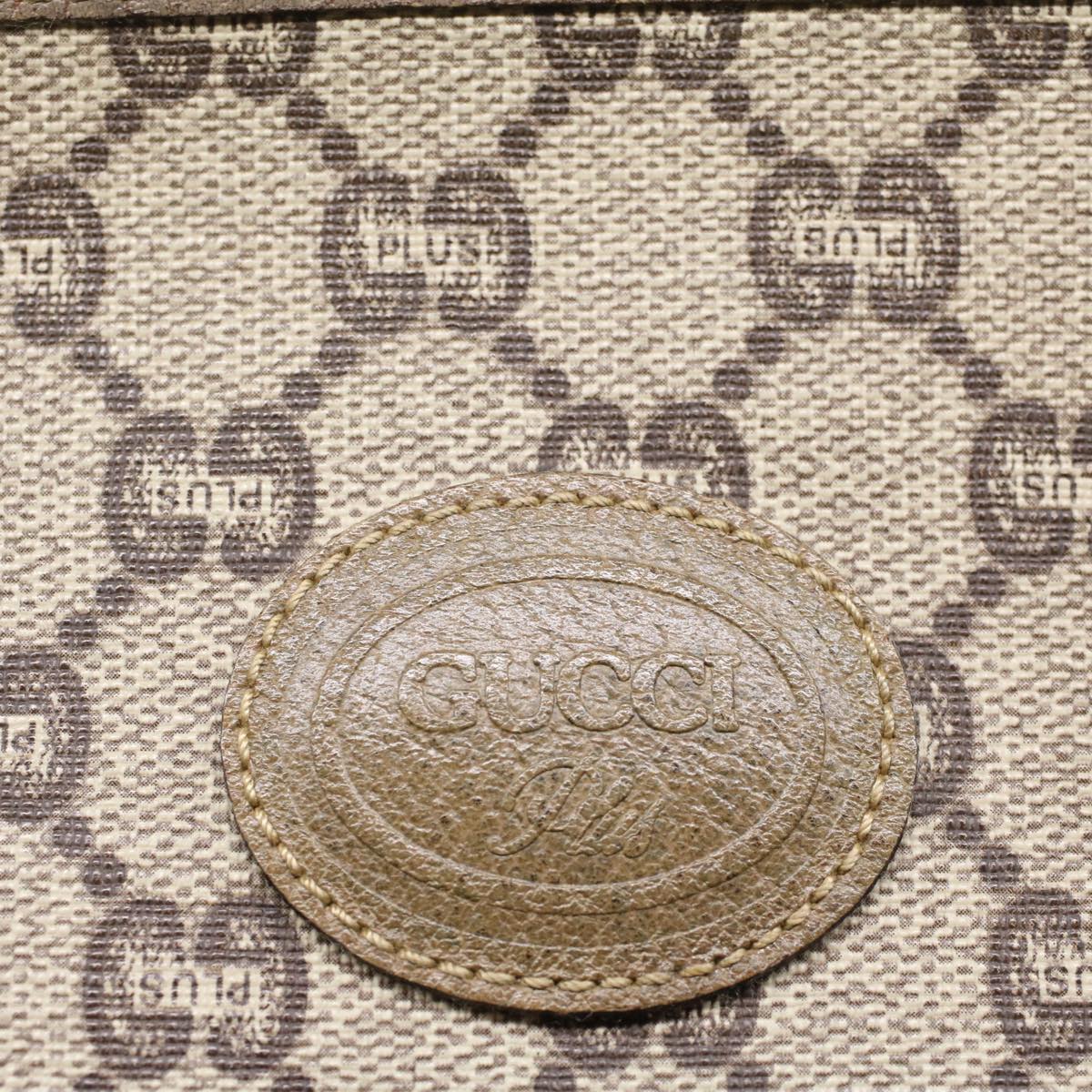 GUCCI GG PLUS Canvas Clutch Bag PVC Leather Beige ki3327
