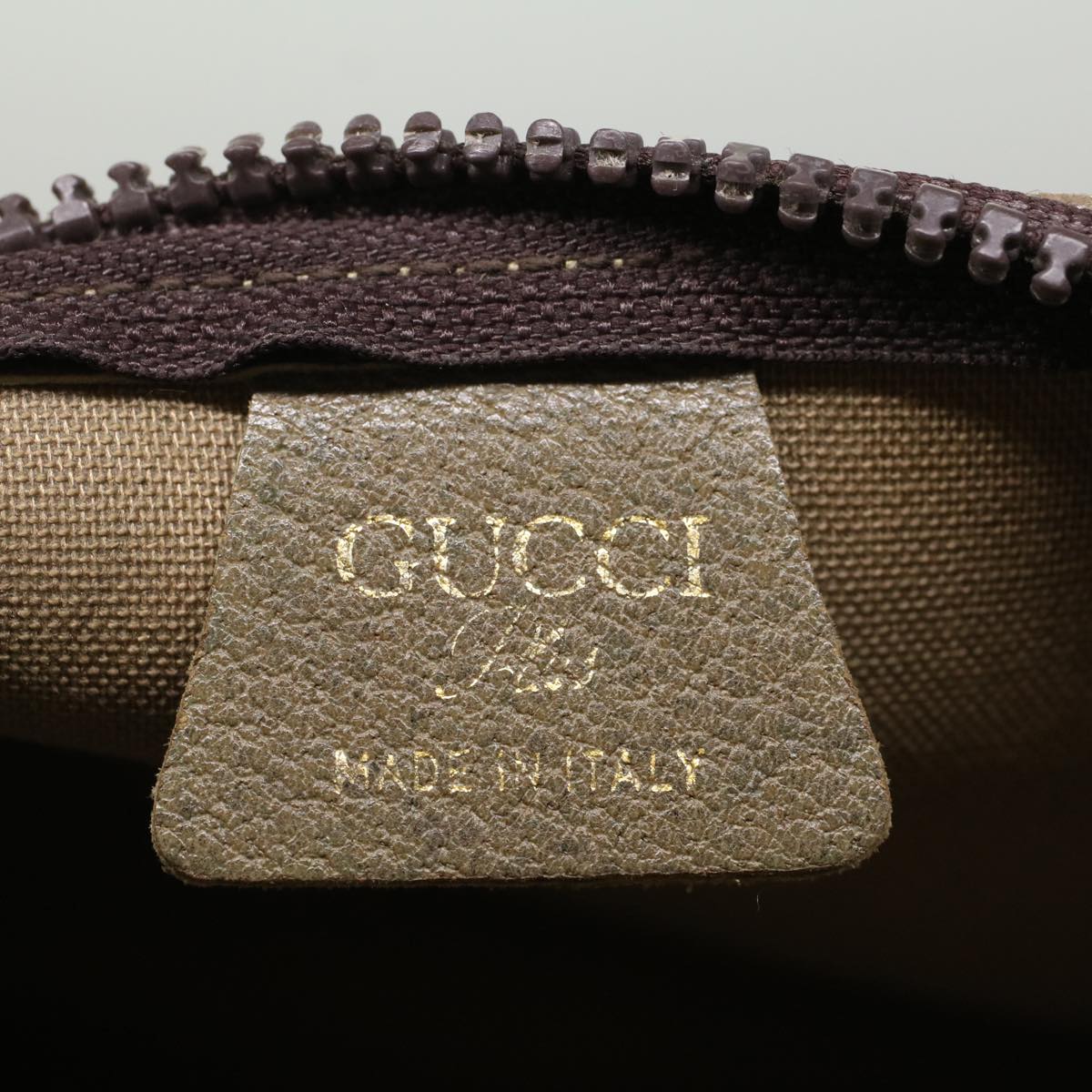 GUCCI GG PLUS Canvas Clutch Bag PVC Leather Beige ki3327