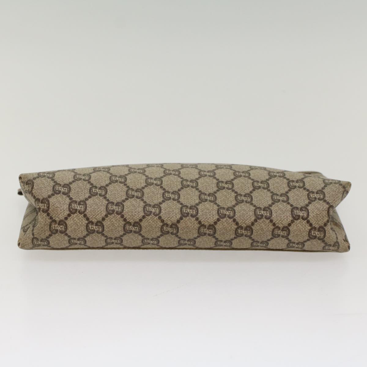 GUCCI GG PLUS Canvas Clutch Bag PVC Leather Beige ki3327