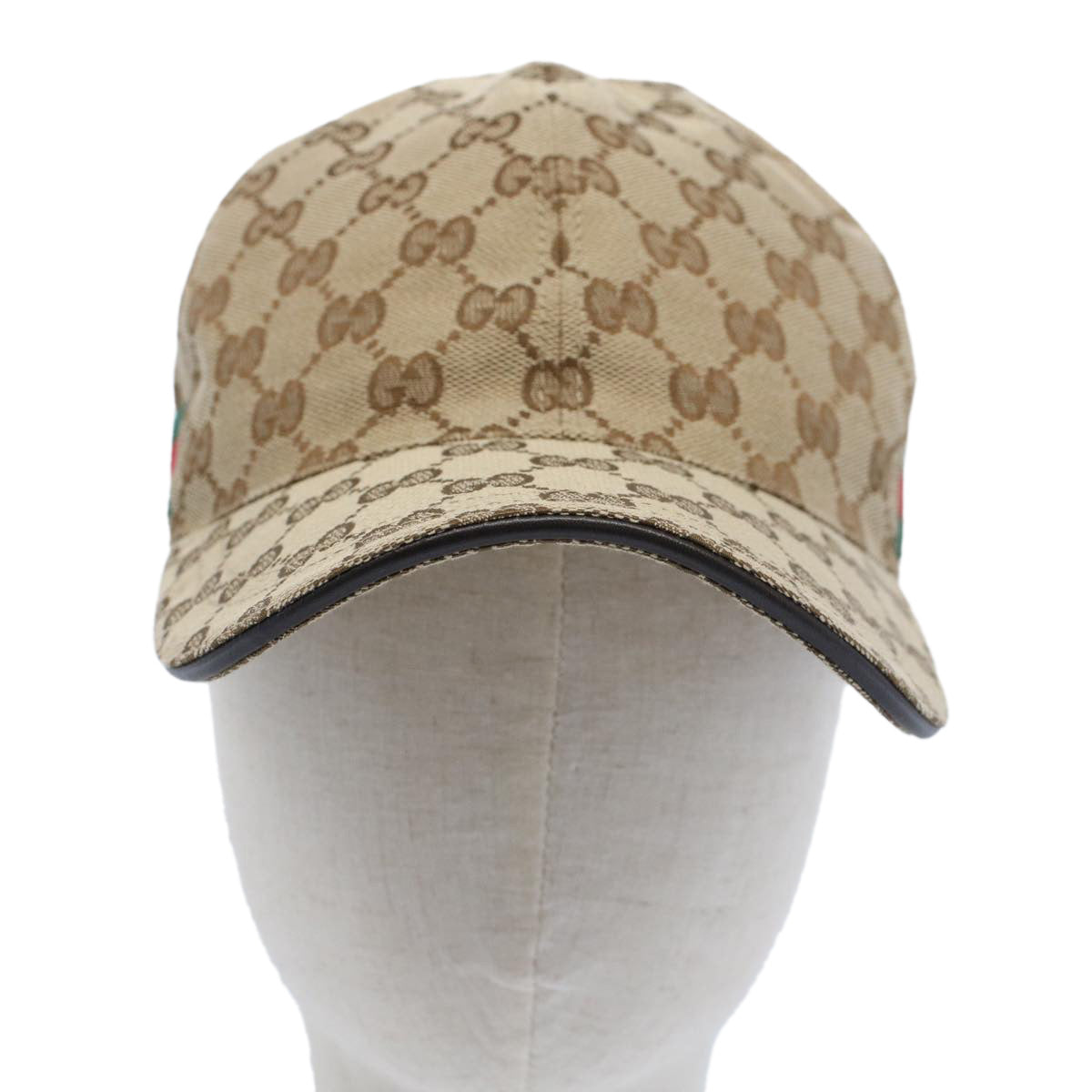 GUCCI GG Canvas Web Sherry Line Baseball Cap M Beige Green 200035 ki3339