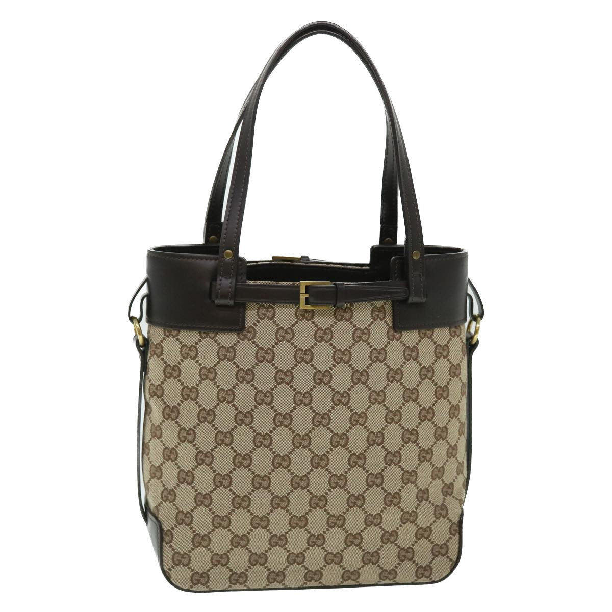 GUCCI GG Canvas Tote Bag Canvas Leather Beige Brown 107757 ki3340
