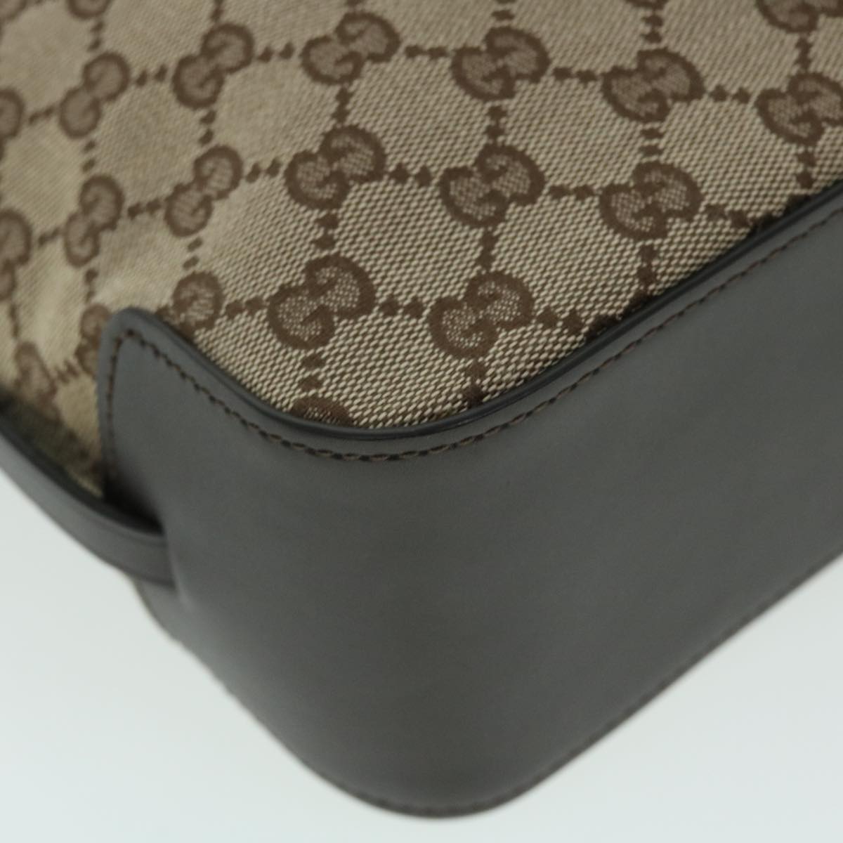 GUCCI GG Canvas Tote Bag Canvas Leather Beige Brown 107757 ki3340