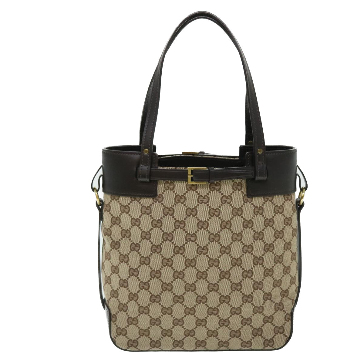 GUCCI GG Canvas Tote Bag Canvas Leather Beige Brown 107757 ki3340