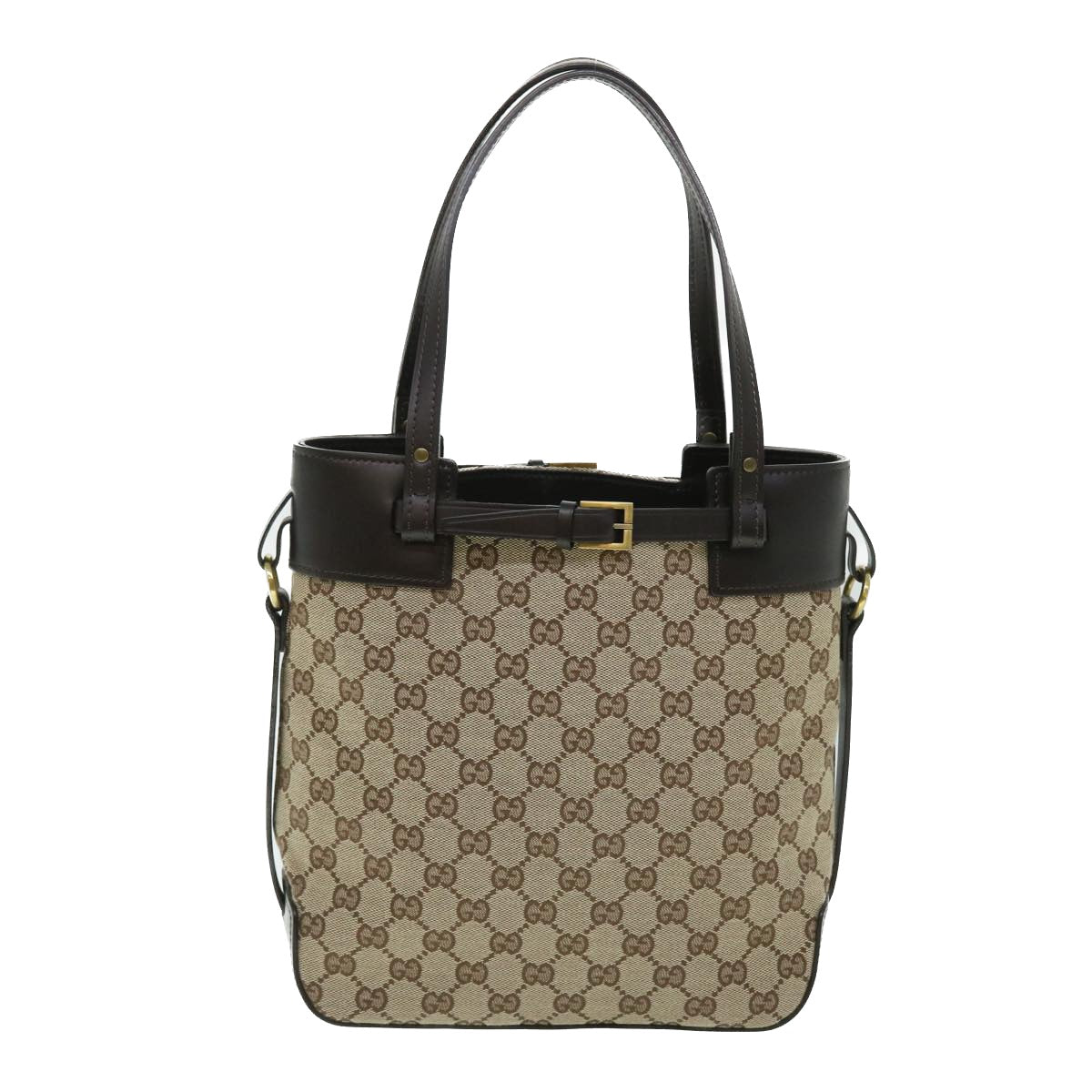 GUCCI GG Canvas Tote Bag Canvas Leather Beige Brown 107757 ki3340
