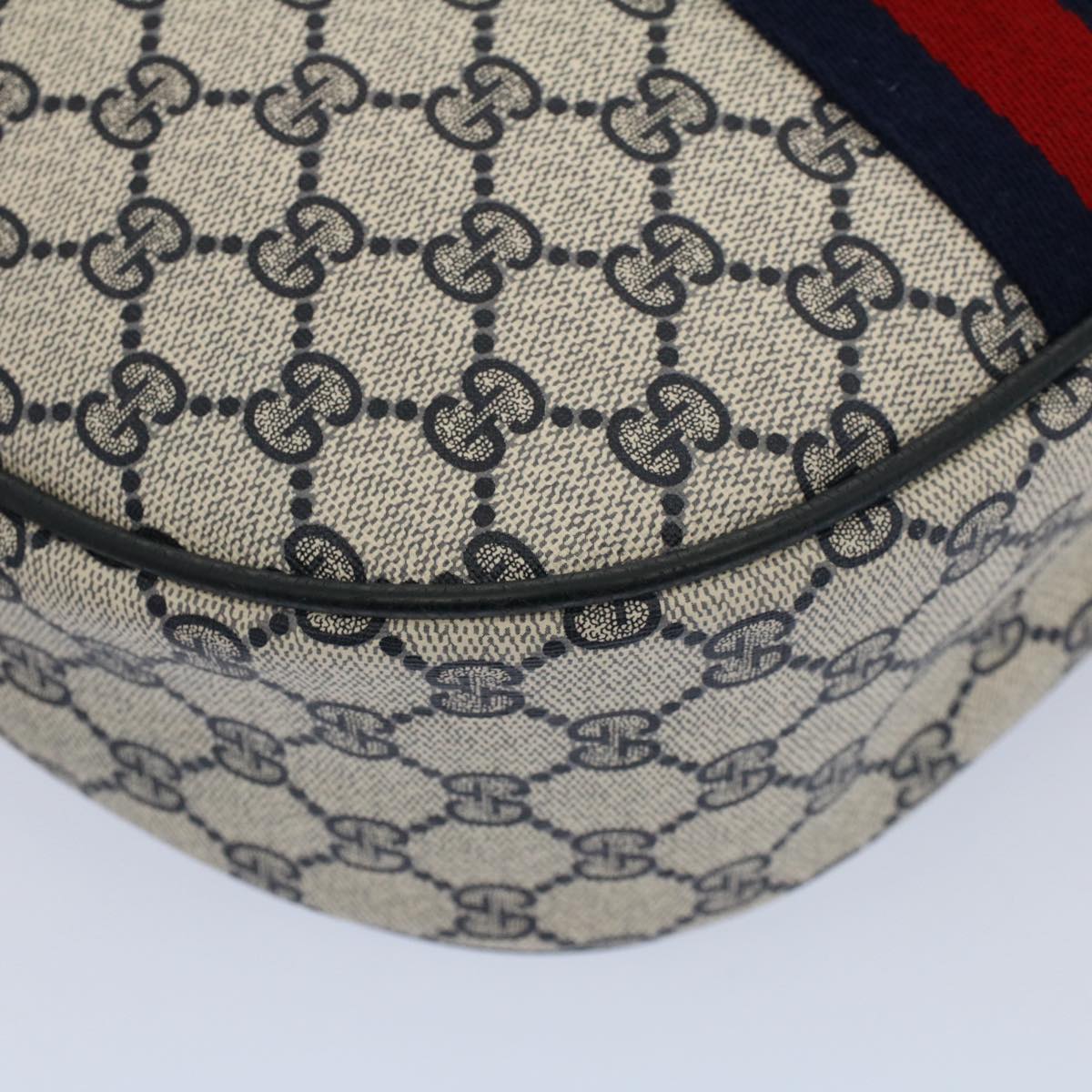 GUCCI GG Canvas Sherry Line Shoulder Bag PVC Leather Gray Navy Red ki3382