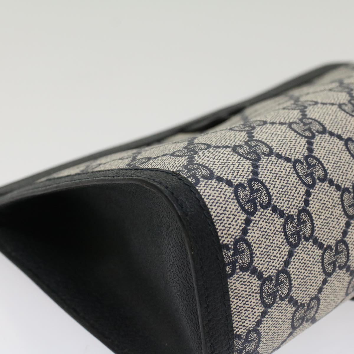 GUCCI GG Canvas Sherry Line Clutch Bag PVC Leather Gray Navy Red ki3402