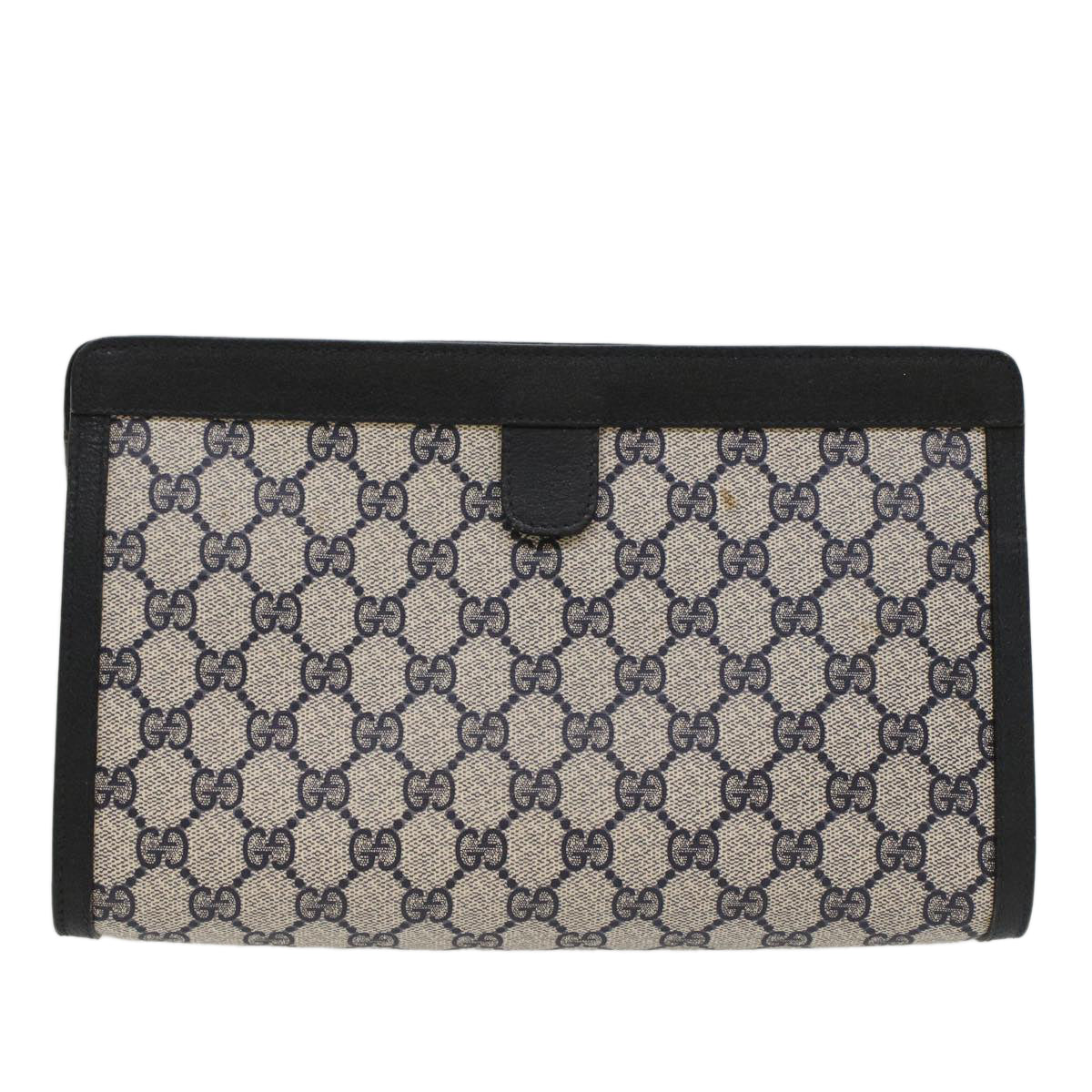 GUCCI GG Canvas Sherry Line Clutch Bag PVC Leather Gray Navy Red ki3402