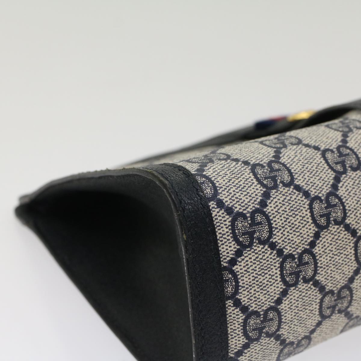 GUCCI GG Canvas Sherry Line Clutch Bag PVC Leather Gray Navy Red ki3402