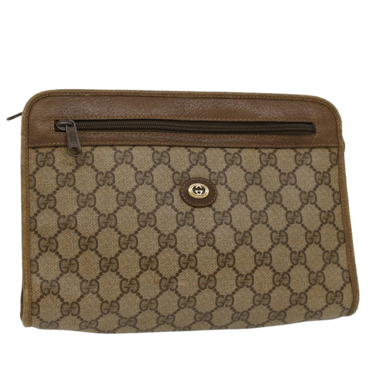 GUCCI GG Canvas Clutch Bag PVC Leather Beige 97 01 037 ki3414